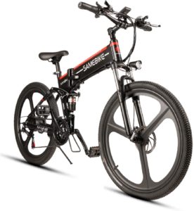Günstige E-Bikes Elektrofahrrad Mountainbike, 26 Reifen Elektrisches Faltbares Fahrrad mit 350W Kettenschaltung Shimano 21 Gang, Schwarz