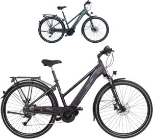 FISCHER Damen - E-Bike Trekking VIATOR 4.0i, schwarz oder grün matt, 28 Zoll, RH 44 cm, Mittelmotor 50 Nm, 48 V Akku im Rahmen